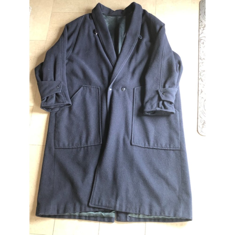 Men's long navy blue long coat - Great Coat- Size Extra Large
